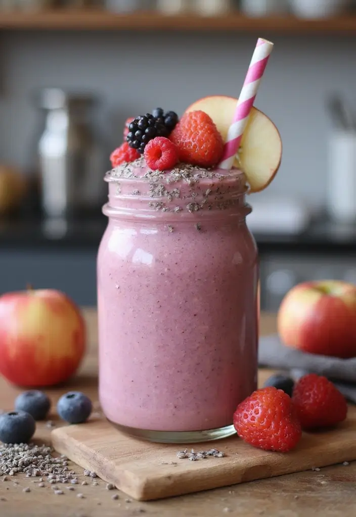 25 Apple Juice Smoothie Recipes Kid Friendly and Healthy 19. Apple Berry Chia Smoothie