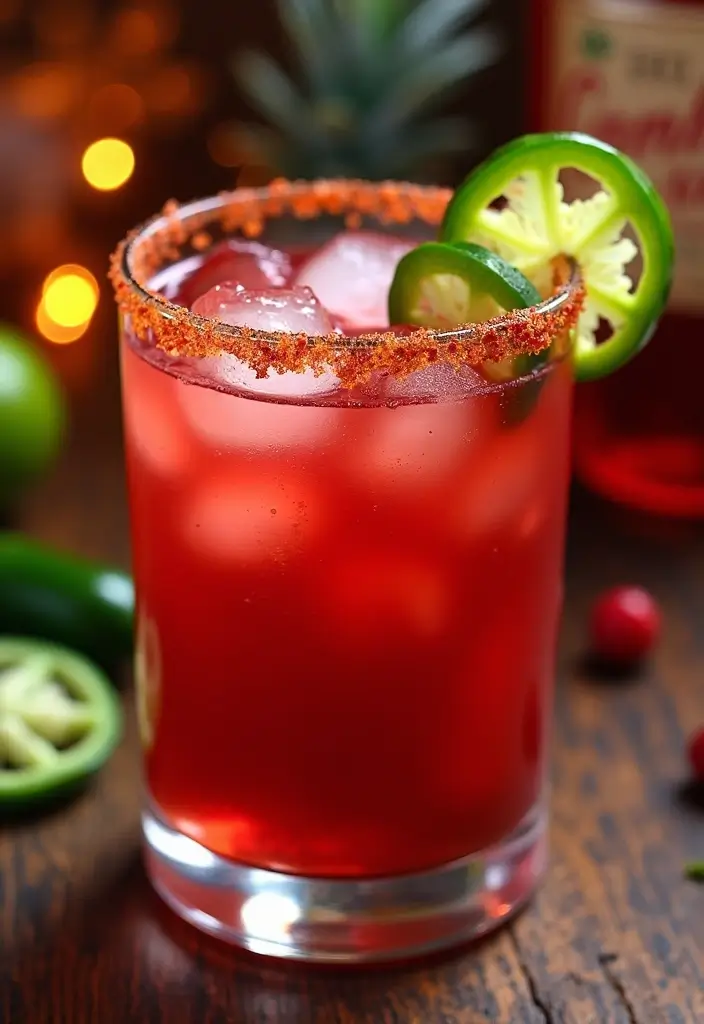 25 Cocktail Recipes with Cranberry Juice Refreshing and Easy 3. Spicy Cranberry Margarita