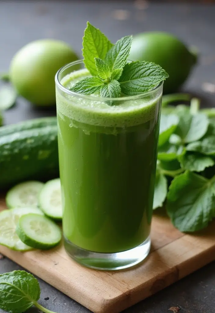 25 Healthy Juice Recipes Immune System Approved - 12. Minty Green Detox Juice