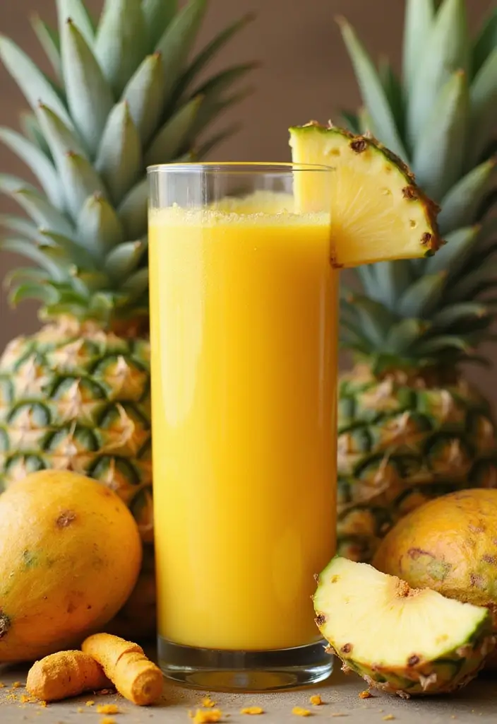 25 Healthy Juice Recipes Immune System Approved - 18. Pineapple Turmeric Immunity Juice
