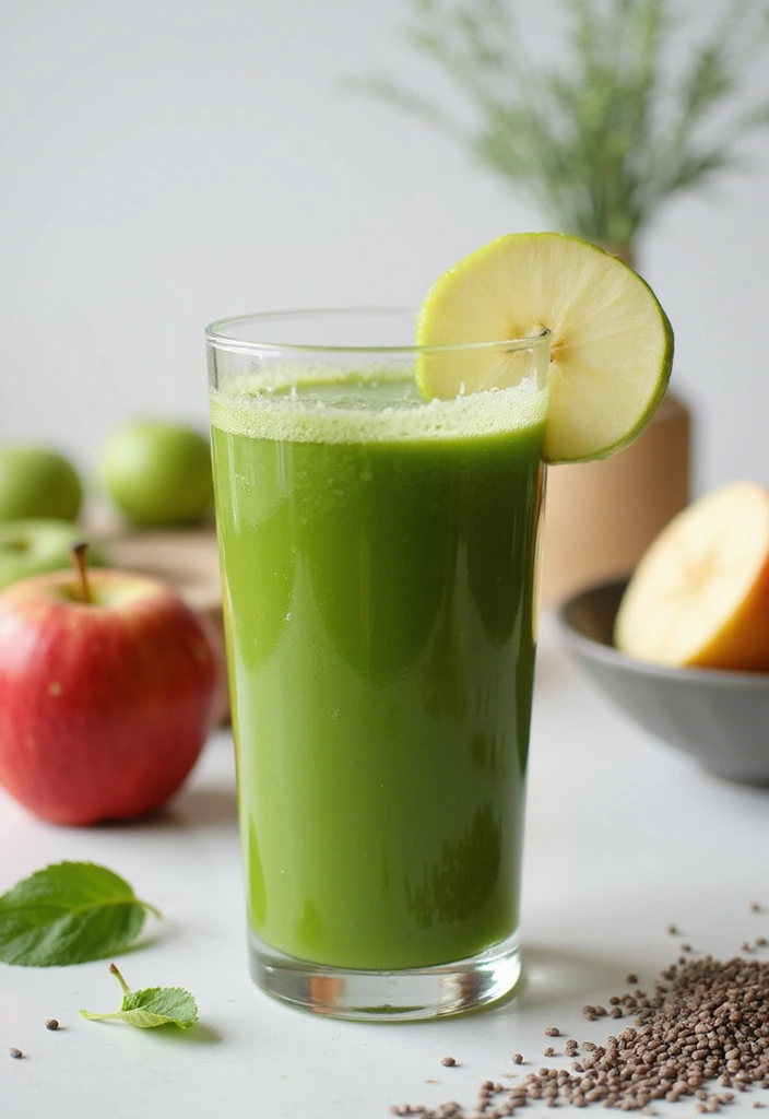 25 Juice Recipes with Apples Crisp and Delicious 11 25 Juice Recipes with Apples Crisp and Delicious - 11. Green Apple Chia Juice