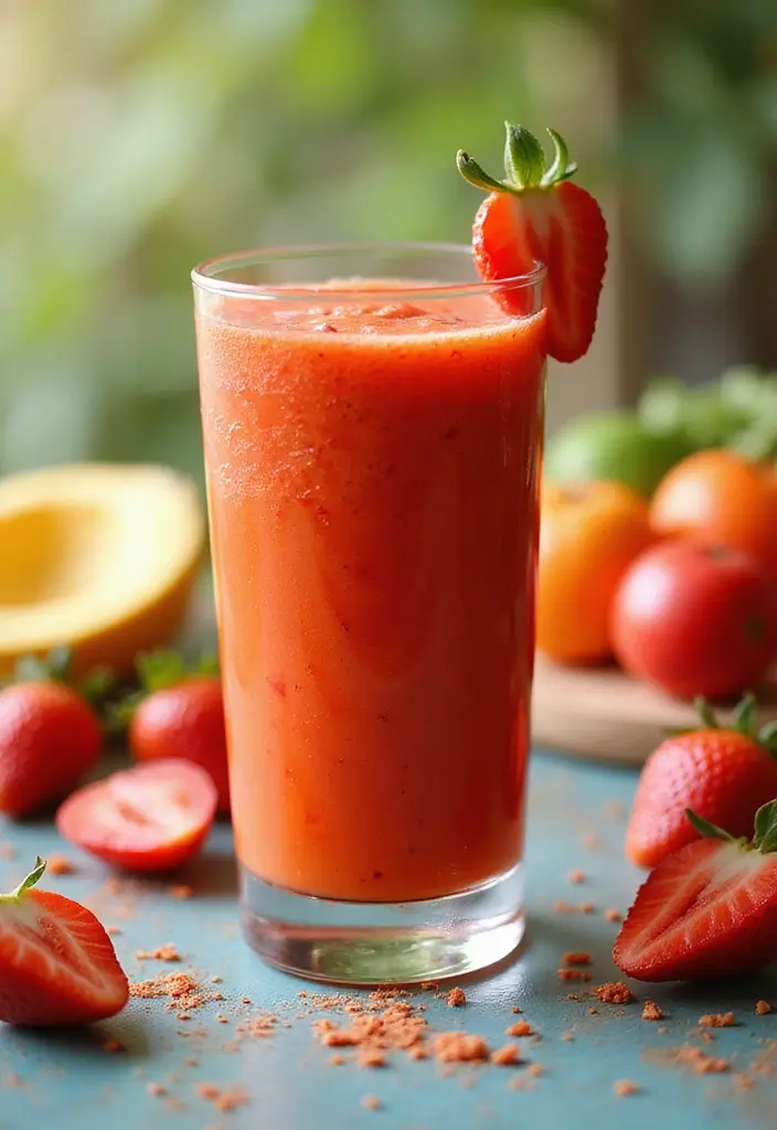 25 Savory and Unique Recipes with Tomato Juice 11 25 Savory and Unique Recipes with Tomato Juice - 11. Tomato Juice Fruit Smoothie