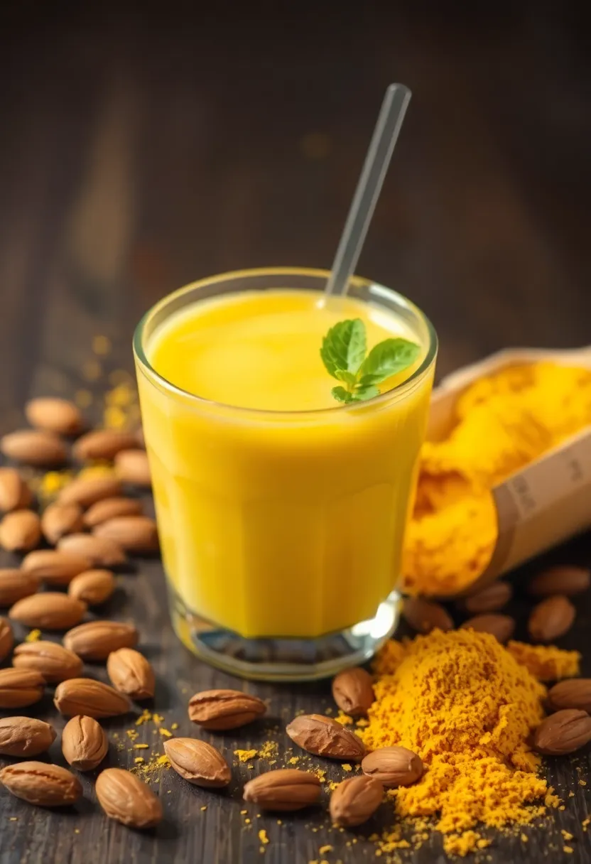 27 Juice Shots Recipes for Inflammation Relief - 12. Almond Milk Turmeric Shot