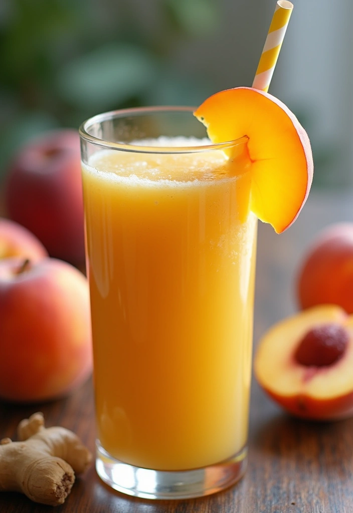 28 Fresh Juice Portable Blender Recipes On the Go - 17. Ginger Peach Smoothie