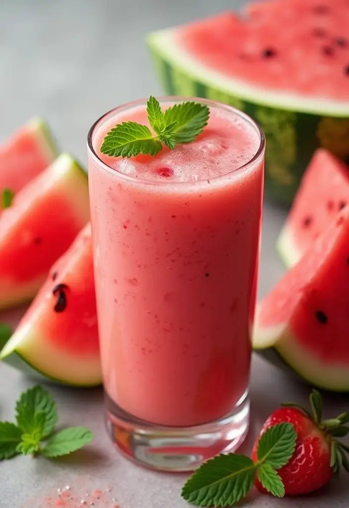 28 Fresh Juice Portable Blender Recipes On the Go - 19. Watermelon Mint Cooler