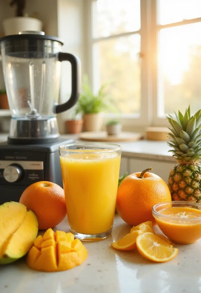 28 Juice Recipes for Kids: Fun and Delicious 1 28 Juice Recipes for Kids: Fun and Delicious - 1. Tropical Sunshine Burst