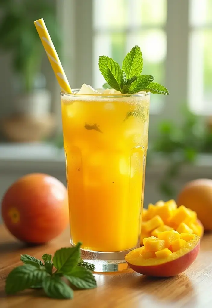 28 Juice Recipes for Kids: Fun and Delicious 10 28 Juice Recipes for Kids: Fun and Delicious - 10. Mango Mint Cooler