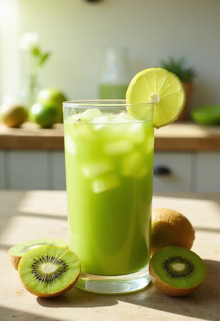 28 Juice Recipes for Kids: Fun and Delicious 21 28 Juice Recipes for Kids: Fun and Delicious - 21. Kiwi Lime Cooler