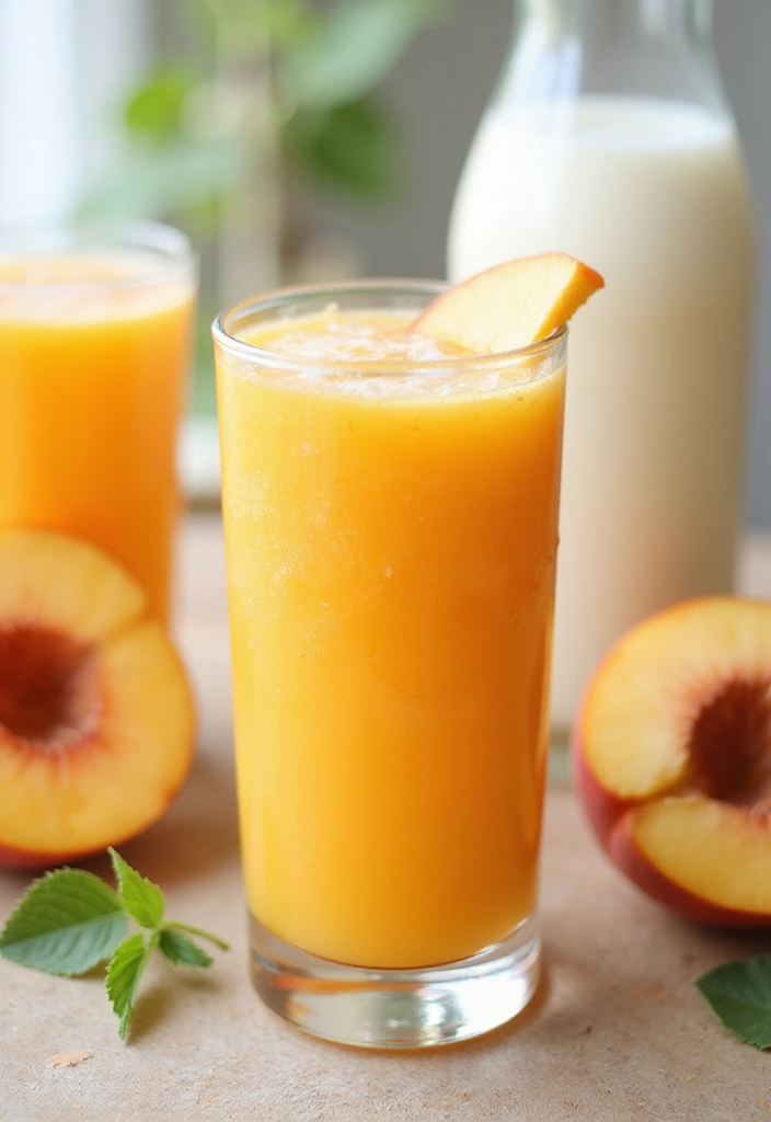 28 Juice Recipes for Kids: Fun and Delicious 6 28 Juice Recipes for Kids: Fun and Delicious - 6. Peachy Keen Refresher