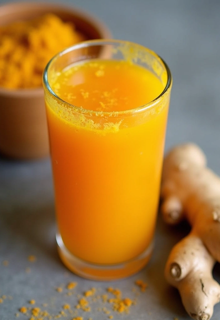 30 Juice Shots Recipes for Gut Health and Digestion - 15. Spicy Ginger Turmeric Tonic Shot