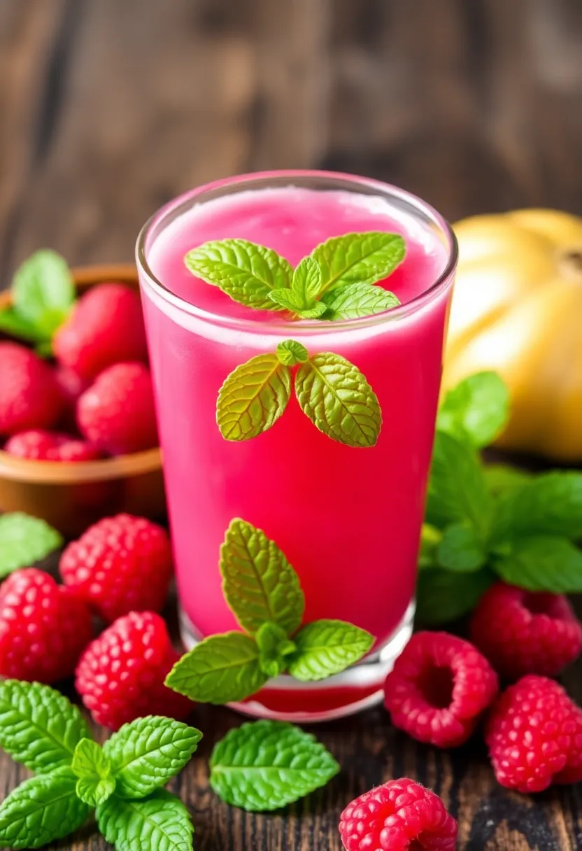 30 Juice Shots Recipes for Gut Health and Digestion - 25. Raspberry Mint Refresh Shot