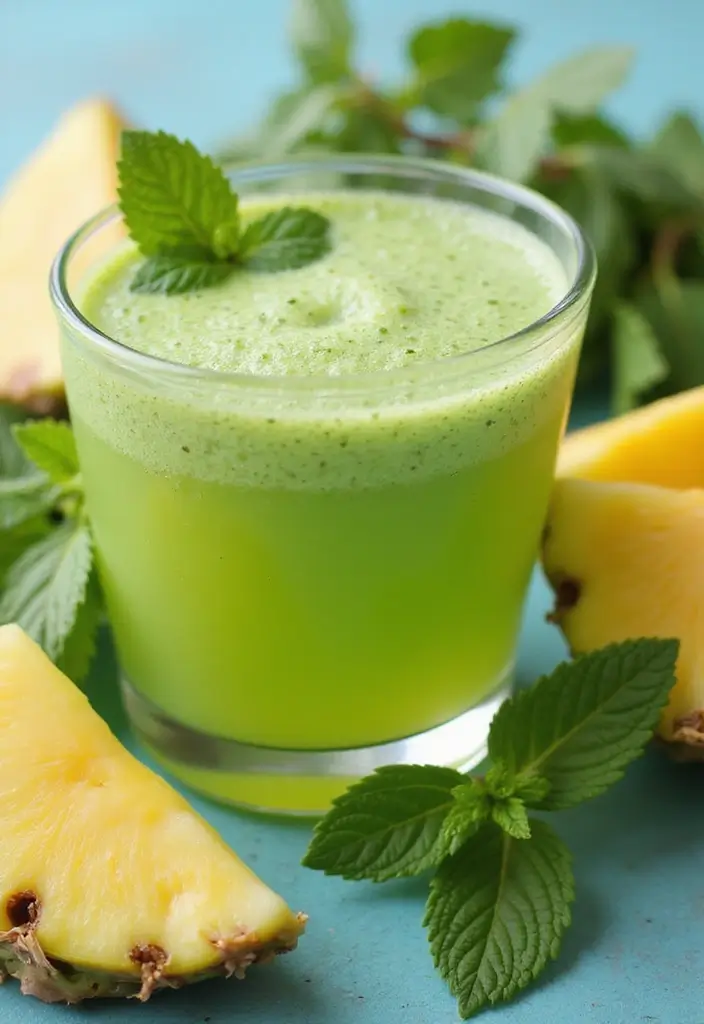 30 Juice Shots Recipes for Gut Health and Digestion - 4. Pineapple Mint Cleanse Shot