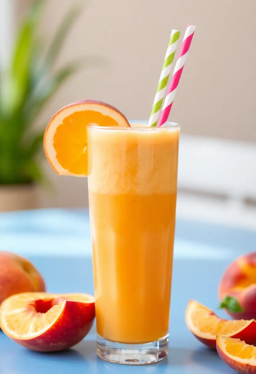 30 Recipes with Orange Juice That Always Impress - 15. Orange Juice Peach Smoothie
