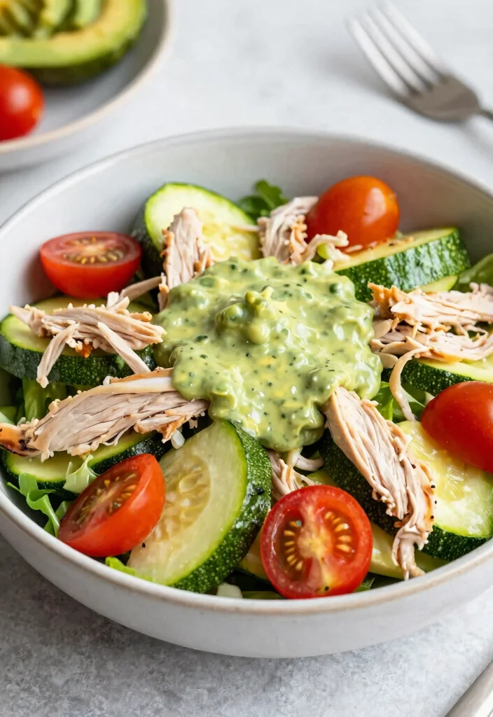 10 Keto Chicken Zucchini Recipes for Easy Low Carb Meals 10. Chicken Zucchini Salad with Avocado Dressing 0