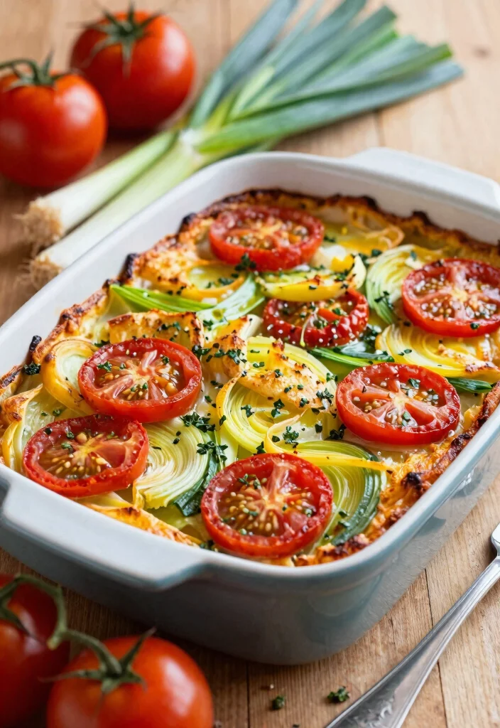 10 Keto Leek Recipes for Mild Savory Flavor 10. Leek and Tomato Bake 0