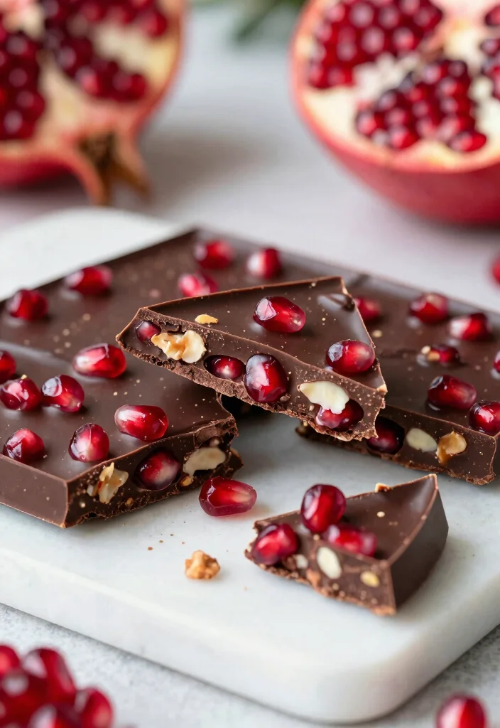 10 New Years Dessert Recipes for a Festive Finish 9. Pomegranate Chocolate Bark 0