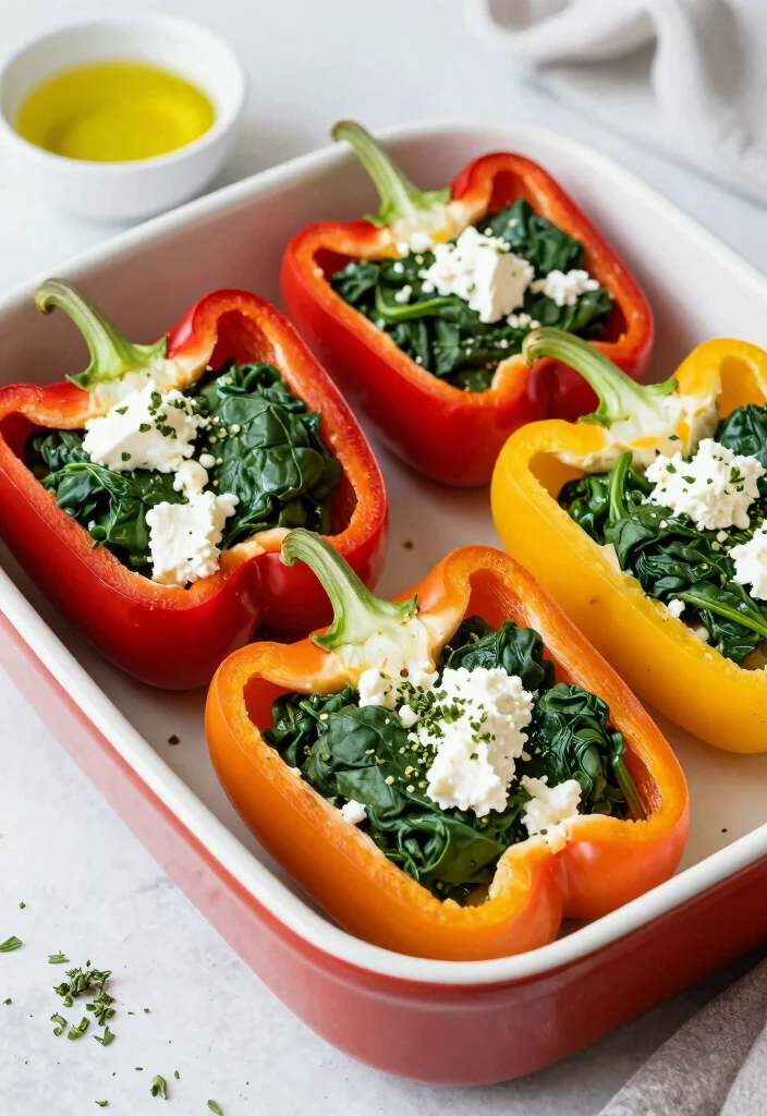 12 Dump and Bake Dinner Recipes for Easy Nights 7. Spinach and Feta Stuffed Peppers 0