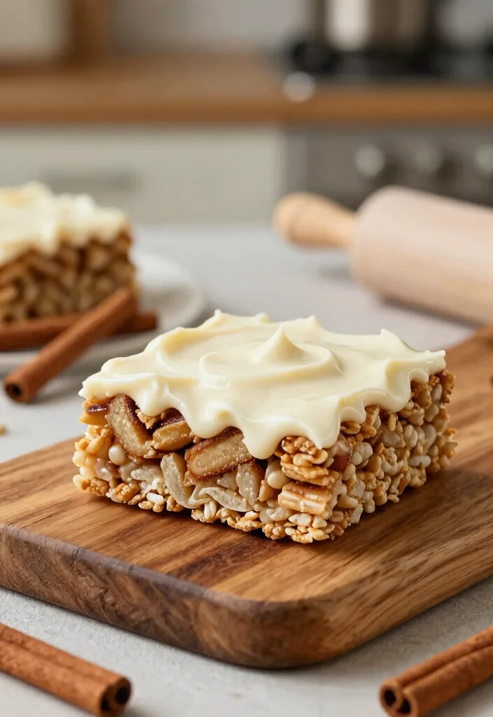 12 Rice Krispie Dessert Recipes for No Bake Favorites 11. Cinnamon Roll Rice Krispie Treats 0